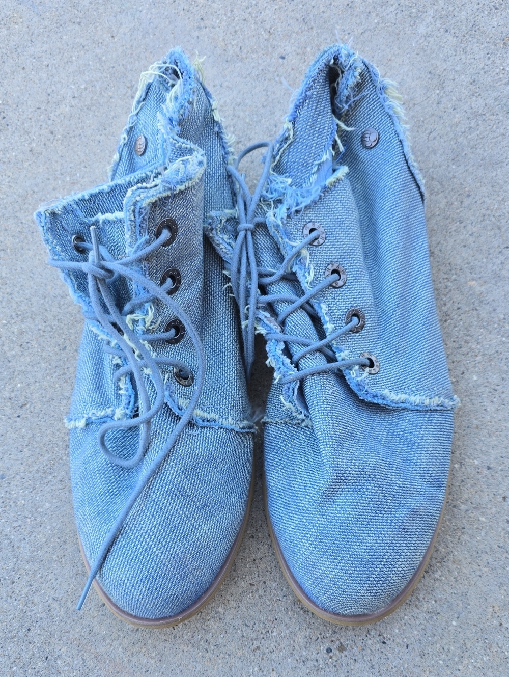 BearPaw Denim Lace-Up Ankle Boots - Light Blue